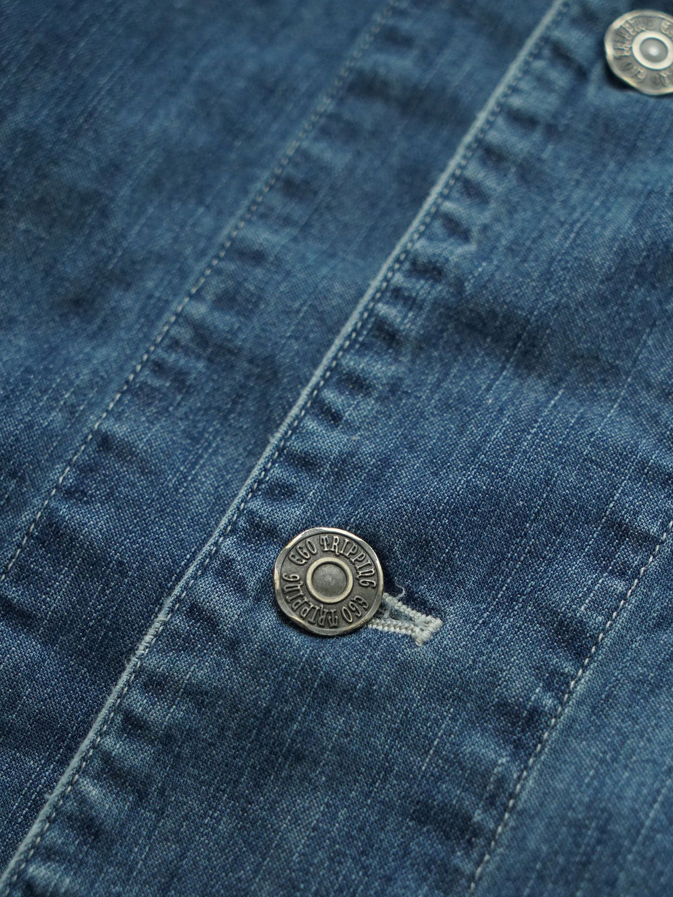 【予約品 10月26日(日) 締切】90sDENIMSHIRTS used / ユーズドデニムオーバーシャツ / INDIGO×L.GRAY