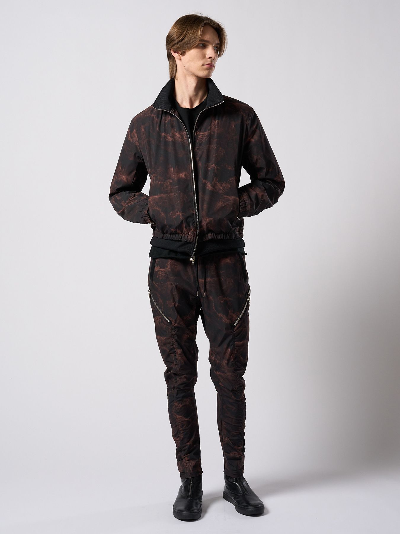 【予約品 4月19日(日) 18時締切】puckering banana teck pants / パッカリング バナナ テックパンツ / スモークプリント