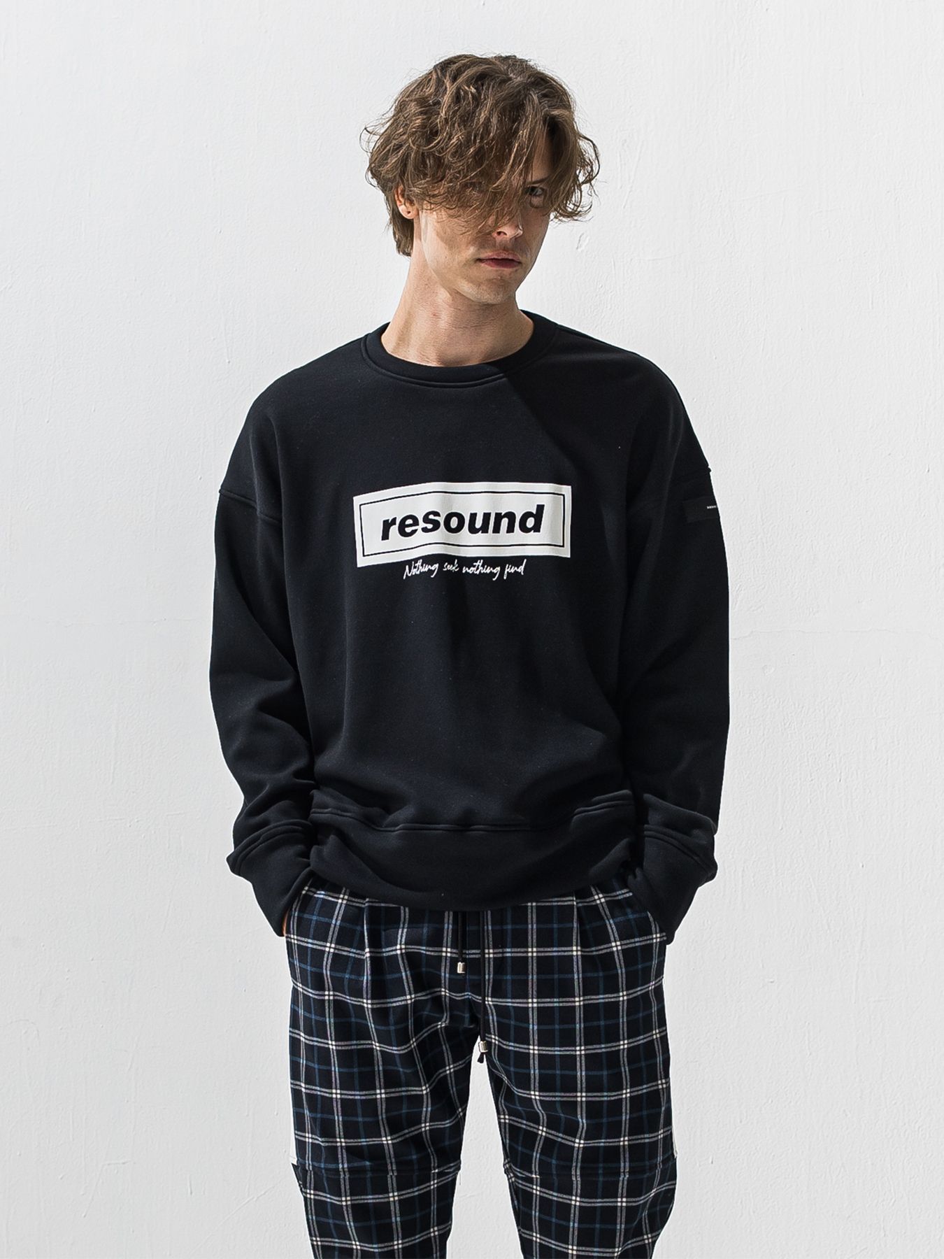 【予約品 9月6日(日) 締切】BOX VELOURS FLEECE DROP TRAINER / ボックスロゴ 裏起毛 ルーズトレーナー / ブラック