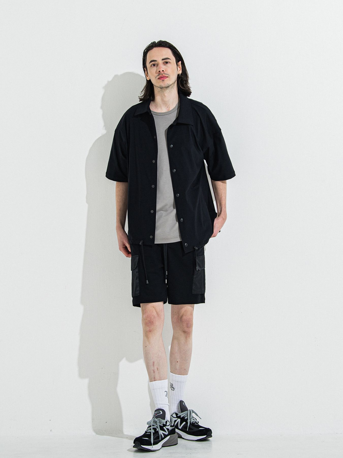 【予約品】NYLON HALF COACH JACKET / ナイロンハーフコーチジャケット / ブラック