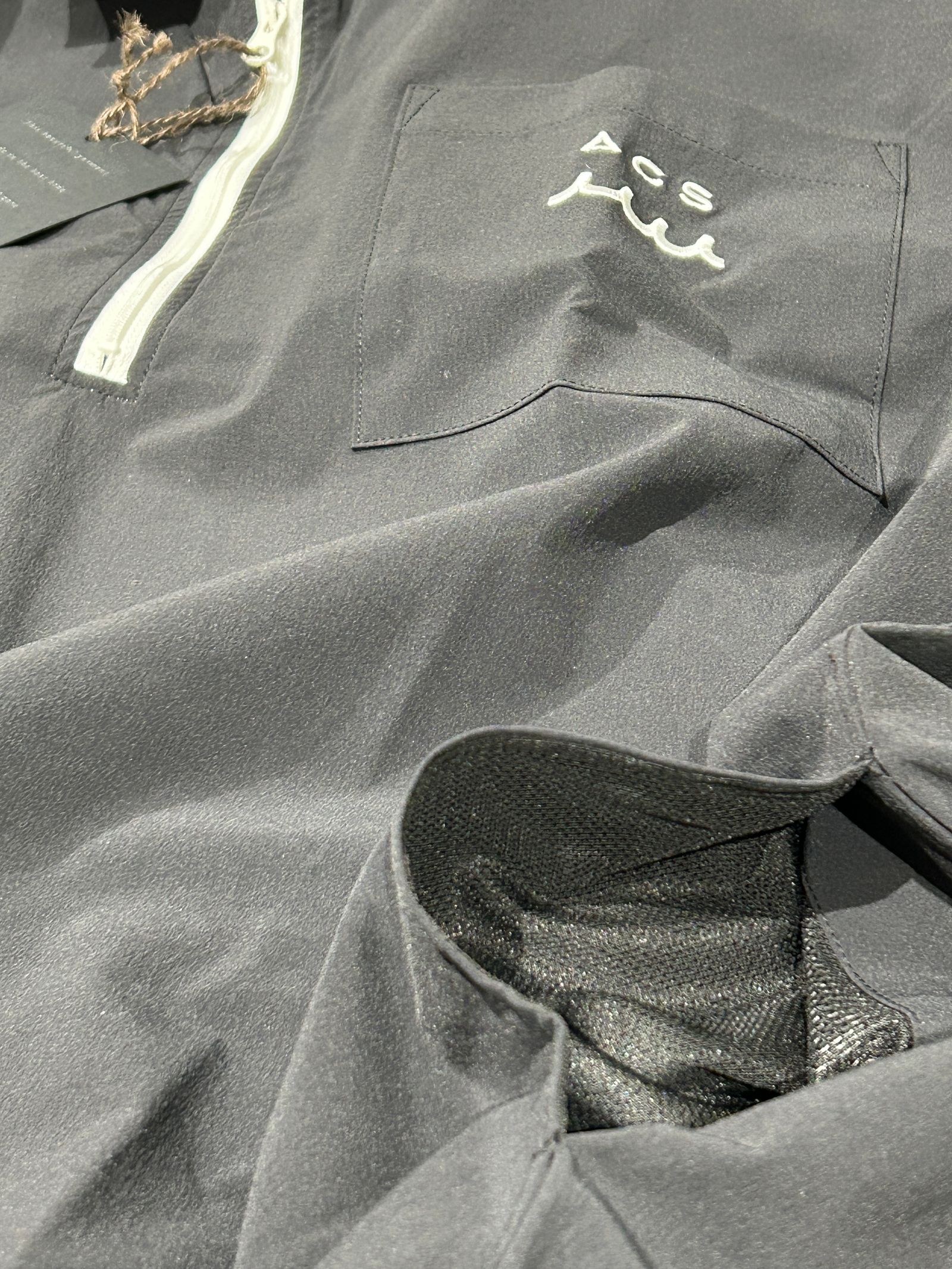 muta Half ZIP S/S Shirt / 撥水加工プルオーバーシャツ / ブラック 【Acanthus×muta】