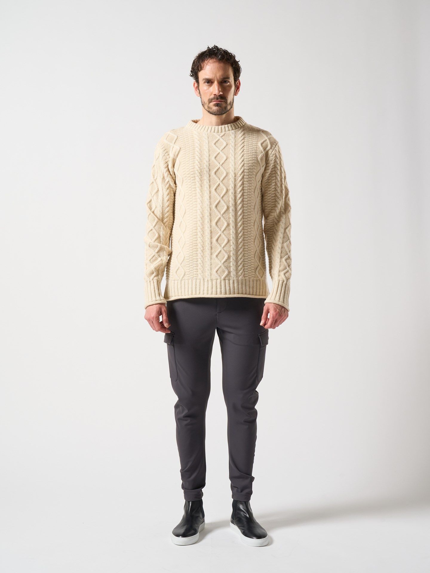 plating cable knit turtle / プルオーバー / ホワイト