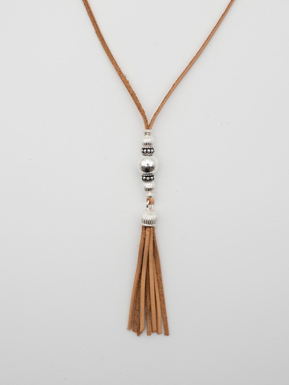 《予約品》 SILVER TASSEL ネックレス   / キャメル / 即納