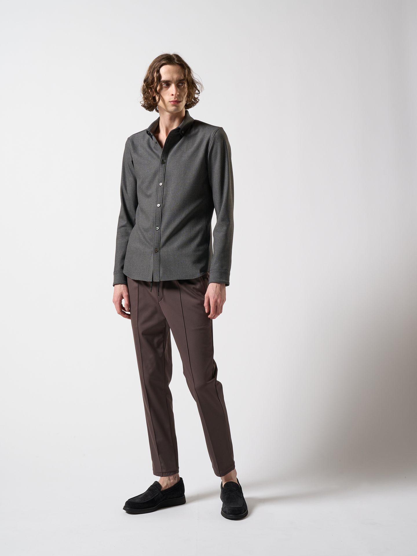 【予約品】 B.D shirt(cosmical warm) / ボタンダウンシャツ / チャコール