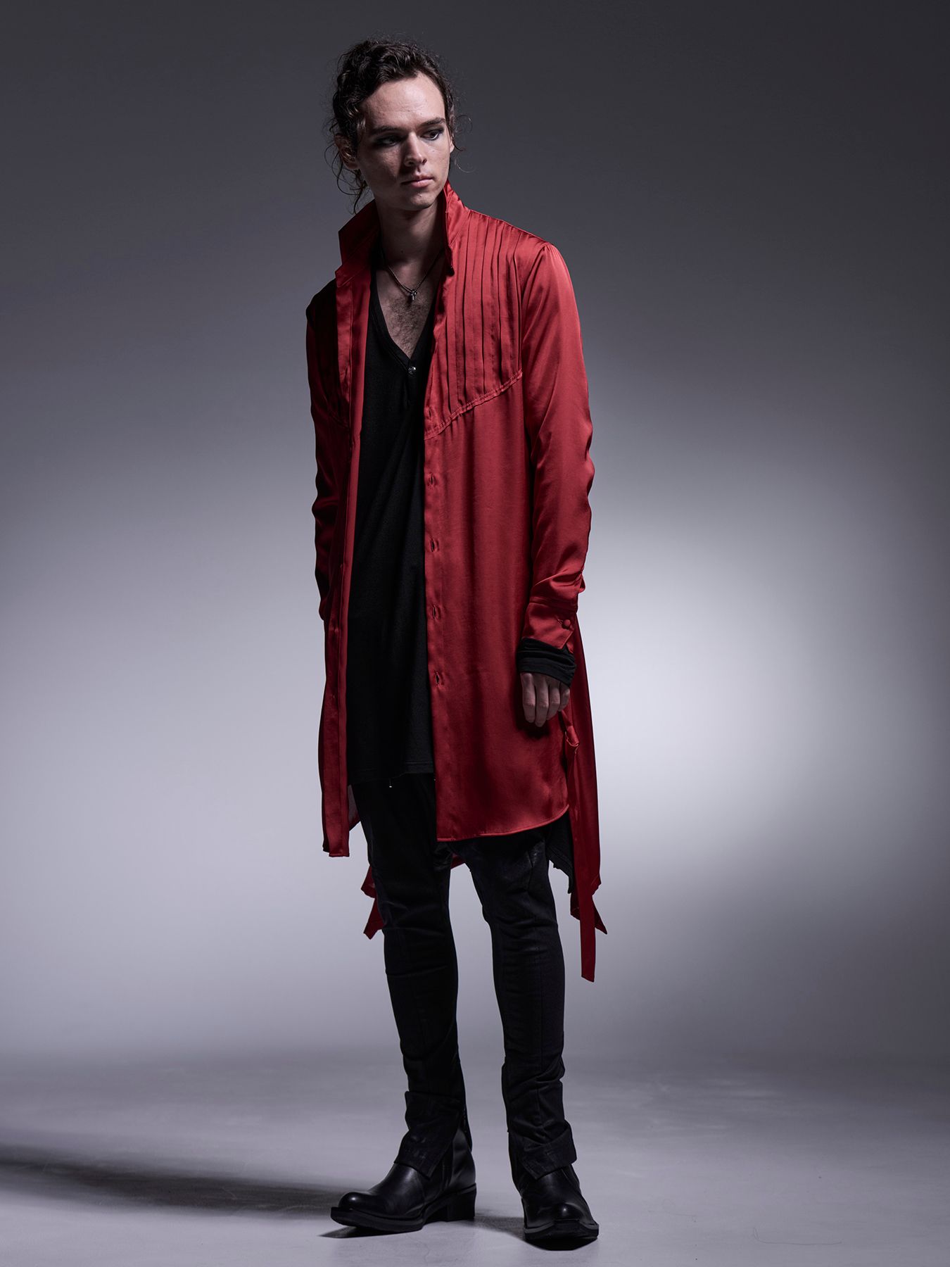 【予約品 7月13日(日) 締切】Pin Tuck Flare Shirt / ピンタックフレアシャツ / レッド