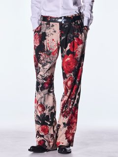 【予約品 6月29日(月) 締切】Beige Flora Wide Slacks / ワイドスラックス / ベージュ