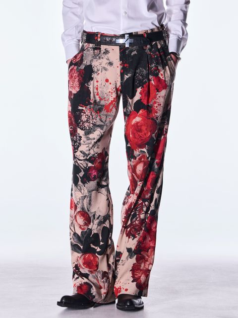 【予約品 6月29日(月) 締切】Beige Flora Wide Slacks / ワイドスラックス / ベージュ