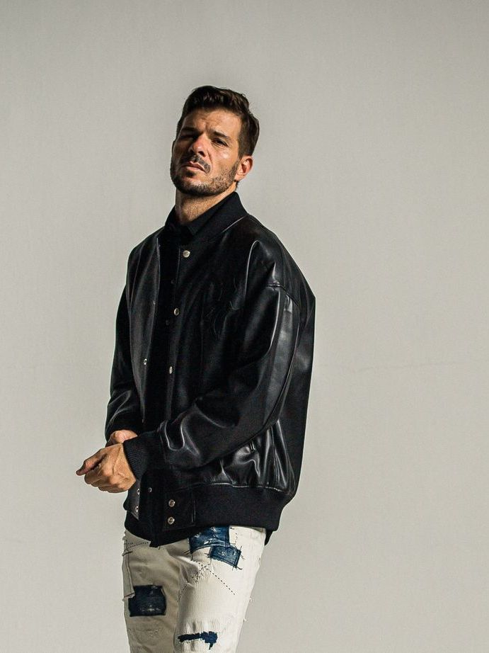 《予約9月1日18時締め》 leather Varsity jacket  / エコレザースタジャン / ブラック