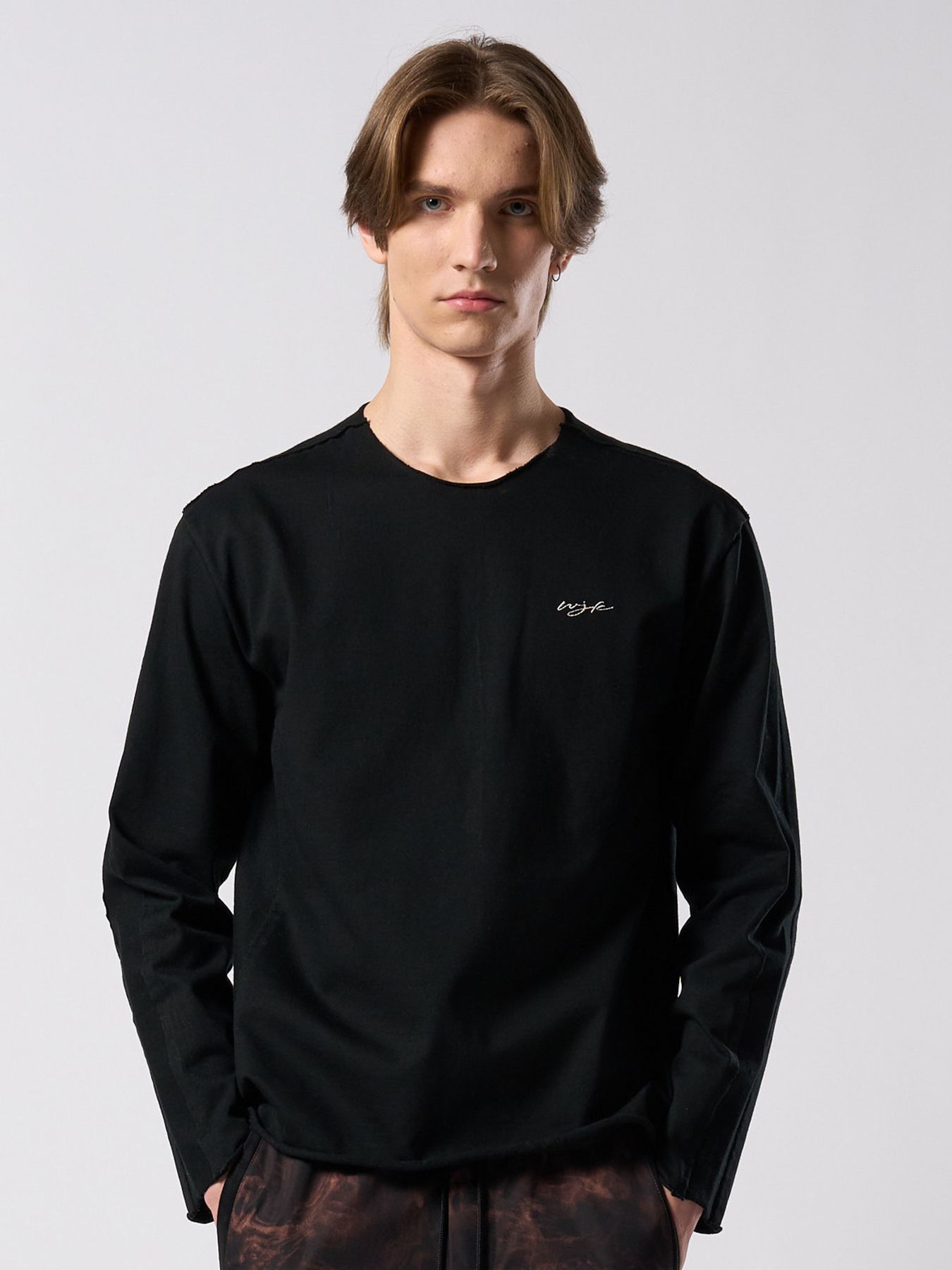 【予約品 4月19日(日) 18時締切】tight jersey cut-off L/S / タイトジャージー カットオフ ロングスリーブ / ブラック