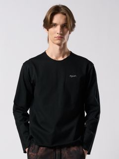 【予約品 4月19日(日) 18時締切】tight jersey cut-off L/S / タイトジャージー カットオフ ロングスリーブ / ブラック