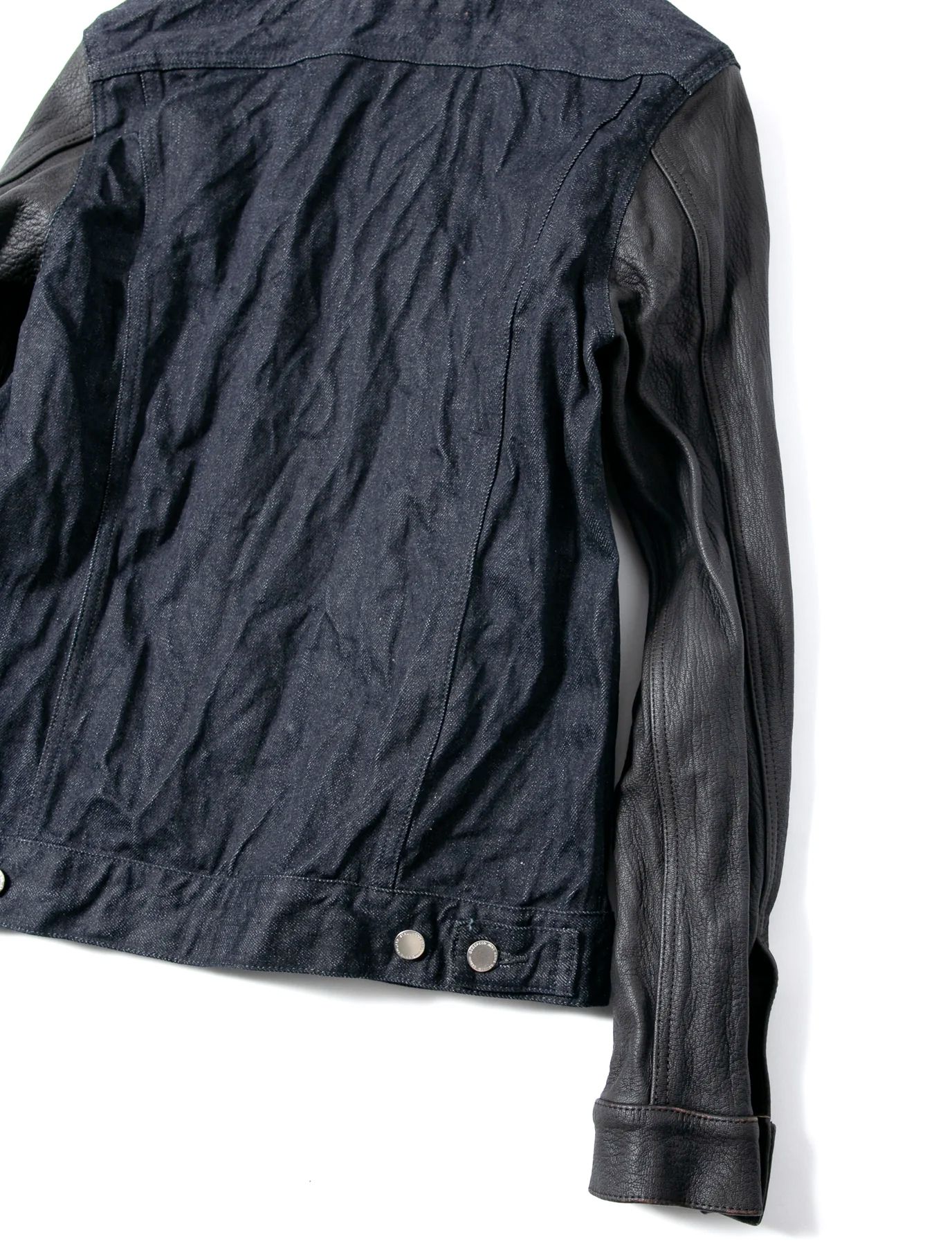 14oz Deep Blue Heavy Selvage Denim Leather Sleeve G Jean Blouson / 14oz ディープブルー ヘビーセルヴィッチ デニム 袖革 Gジャン / BLITZ / インディゴ（ワンウォッシュ）