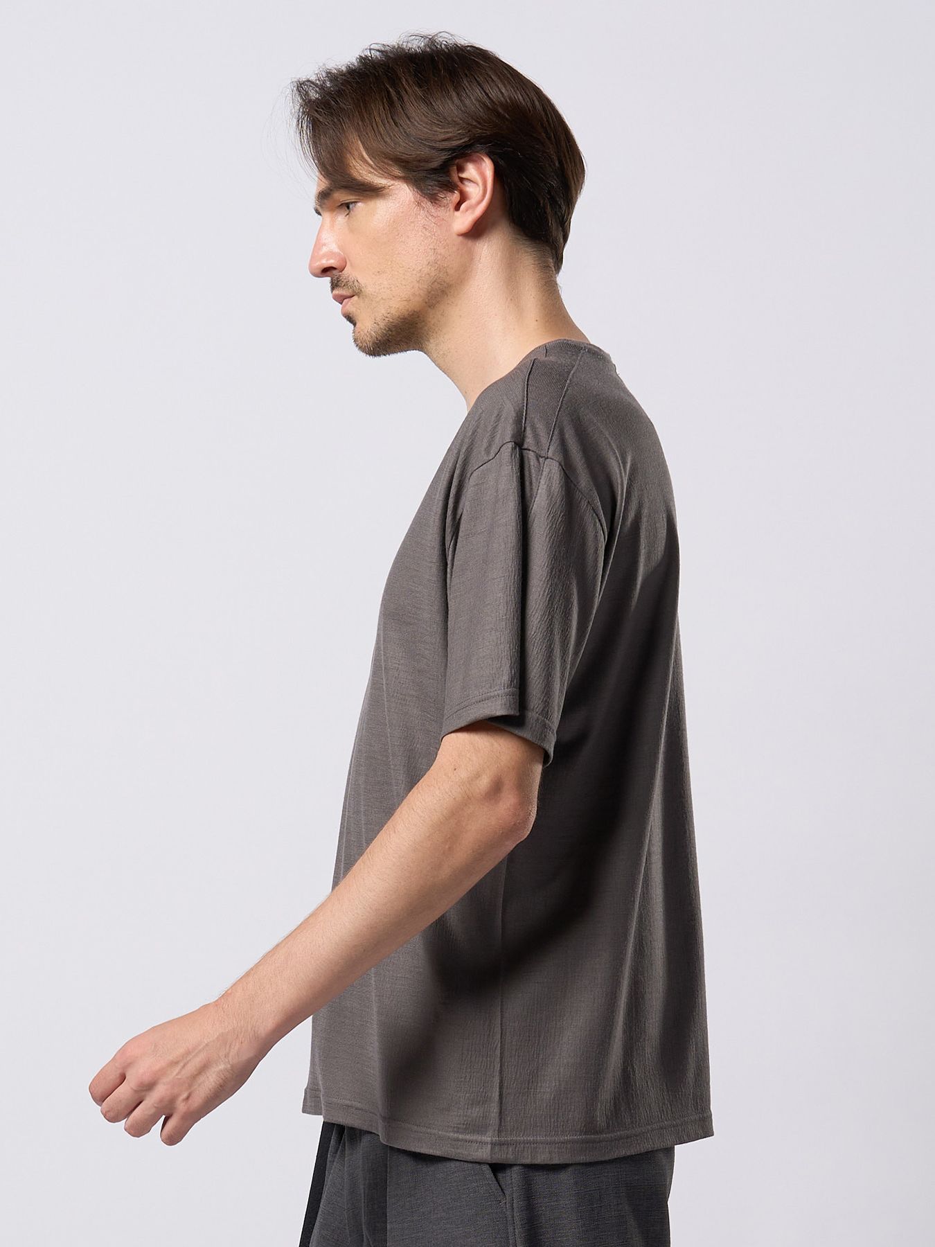 【予約品 9月23日(火) 締切】ex.comfy wool S/S / エクスコンフィーウール ショートスリーブ / スチールグレー