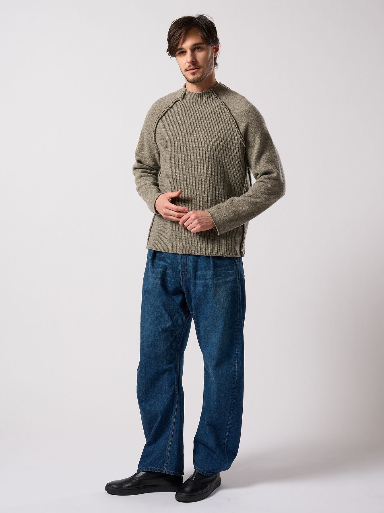 【予約品 4月19日(日) 18時締切】lomond×powder line high-neck knit / ライン ハイネックニット / グレー