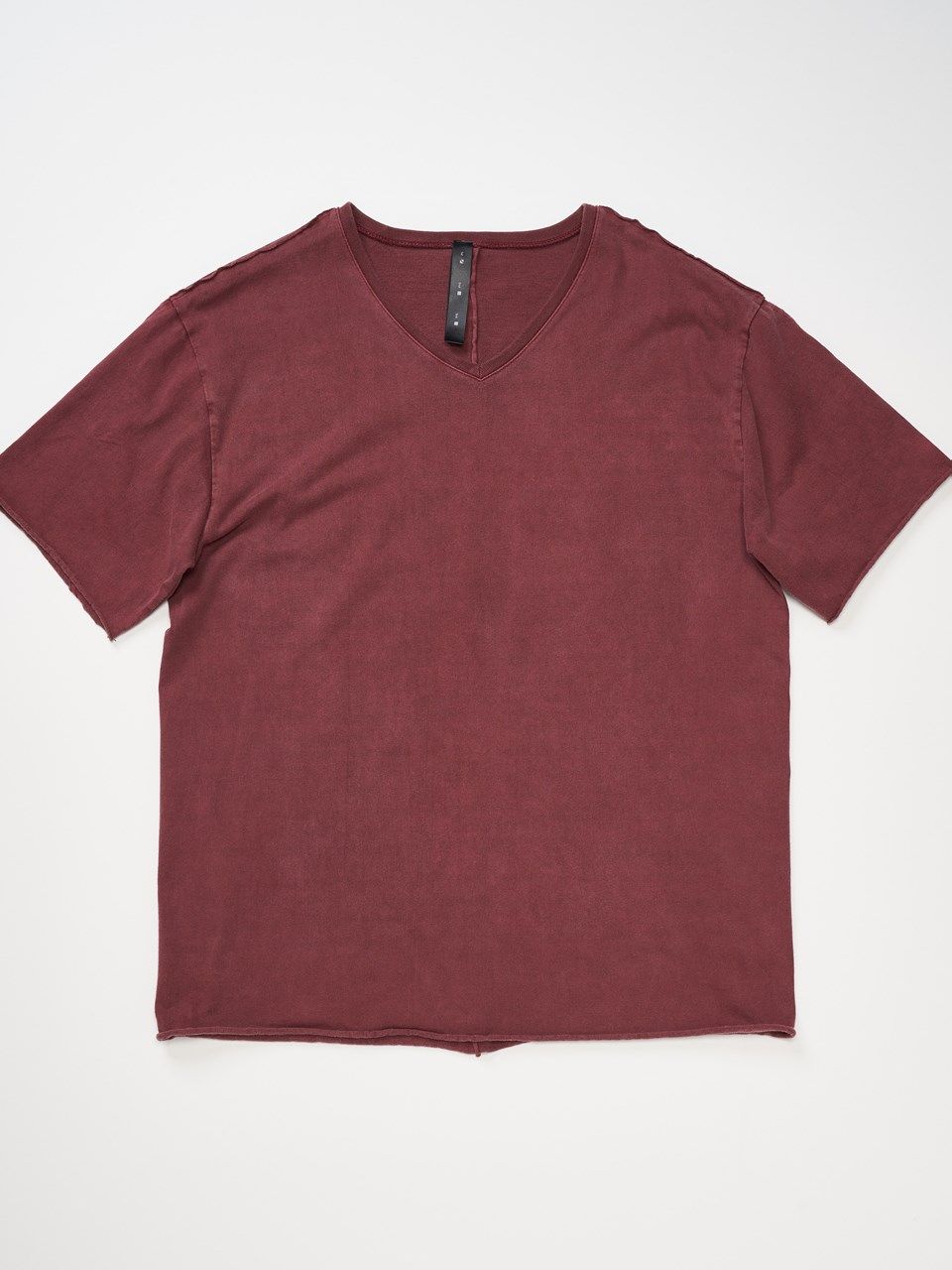 《予約品》 wide cut-off V-neck S/S / VネックTシャツ / ダークピンク