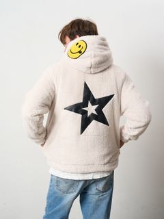 【予約品 5月8日(木) AM10時 締切】 コーラルフリースボア マルチパッチワークプルパーカー / オフホワイト