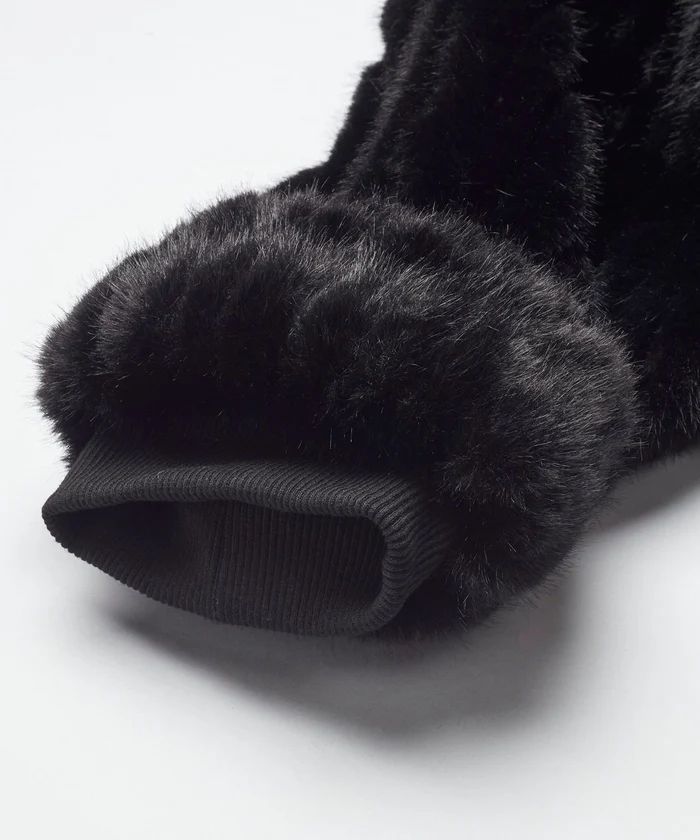 フェイクファーBIGフーデッドBLZ BLACK ブラックストライプ【NO ID.】