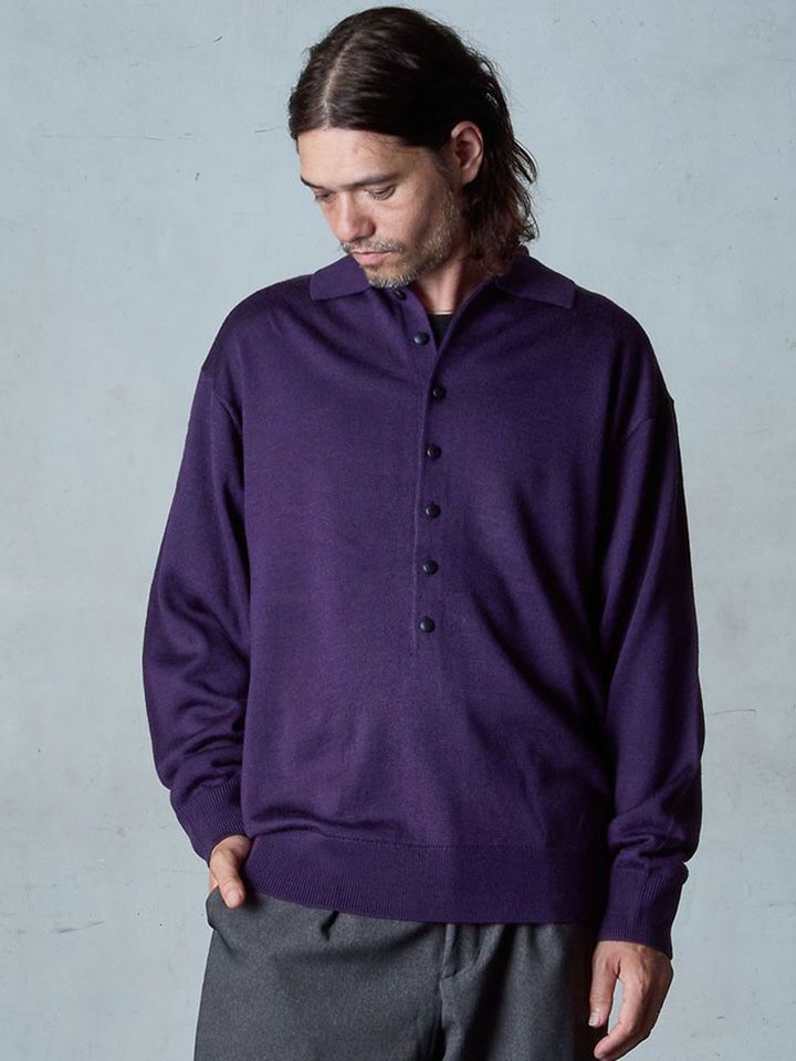 【予約品】 POLOPRO / ニットポロ / パープル