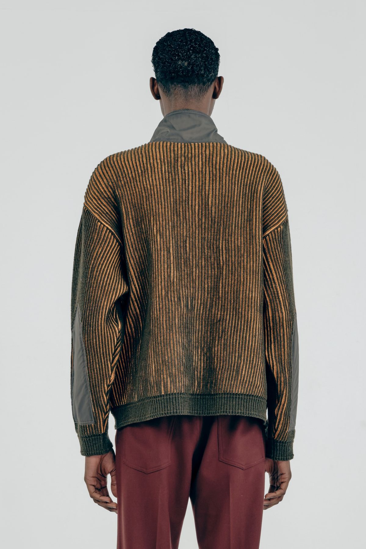 Iroquois - TUCK BORDER COMBI KNIT H/Z ハーフジップニット / KHA 