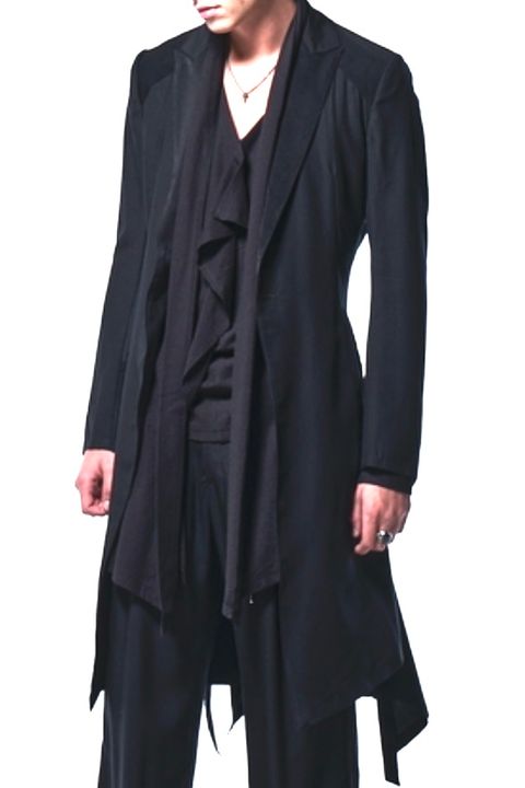 《予約品》 FlarePeackedJacket / 裾フレアピークドロングブラック 【kiryuyrik】 2023年4月以降入荷予定