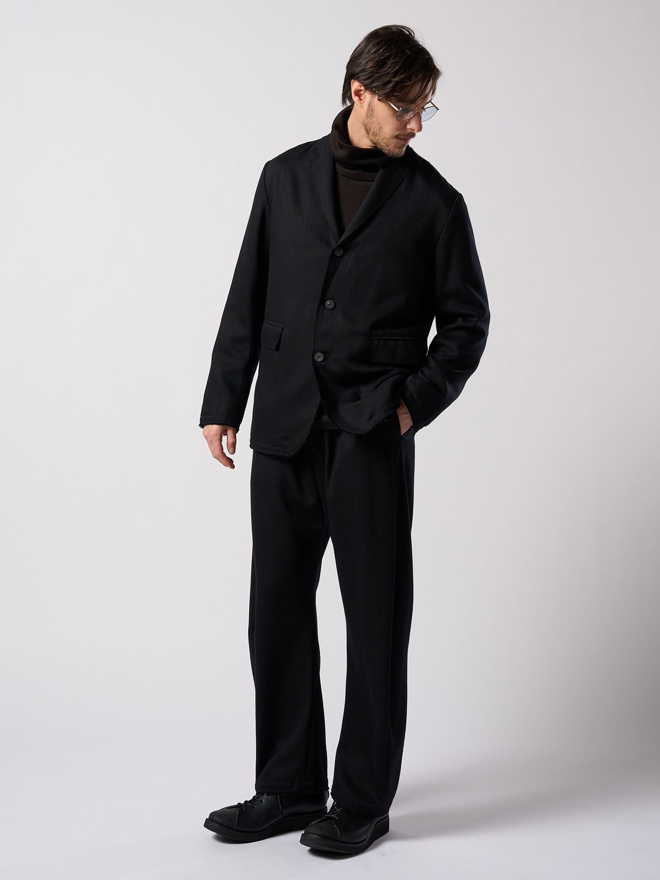 【予約品 4月19日(日) 18時締切】venetian stripe single jacket / ヴェネツィアン ストライプ シングルジャケット / ブラック