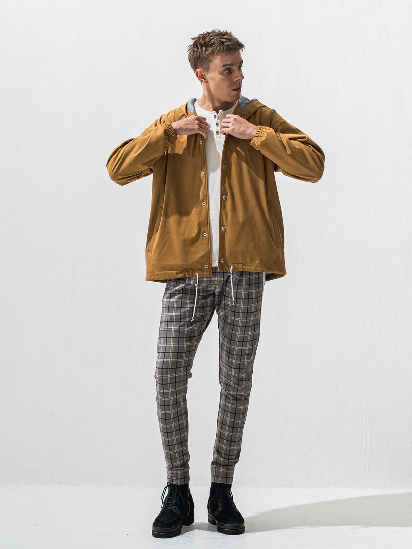 【予約品 9月6日(日) 締切】VELOURS FLEECE THERMAL HENRY / 裏起毛 ハニカムサーマル ヘンリーネック / ホワイト