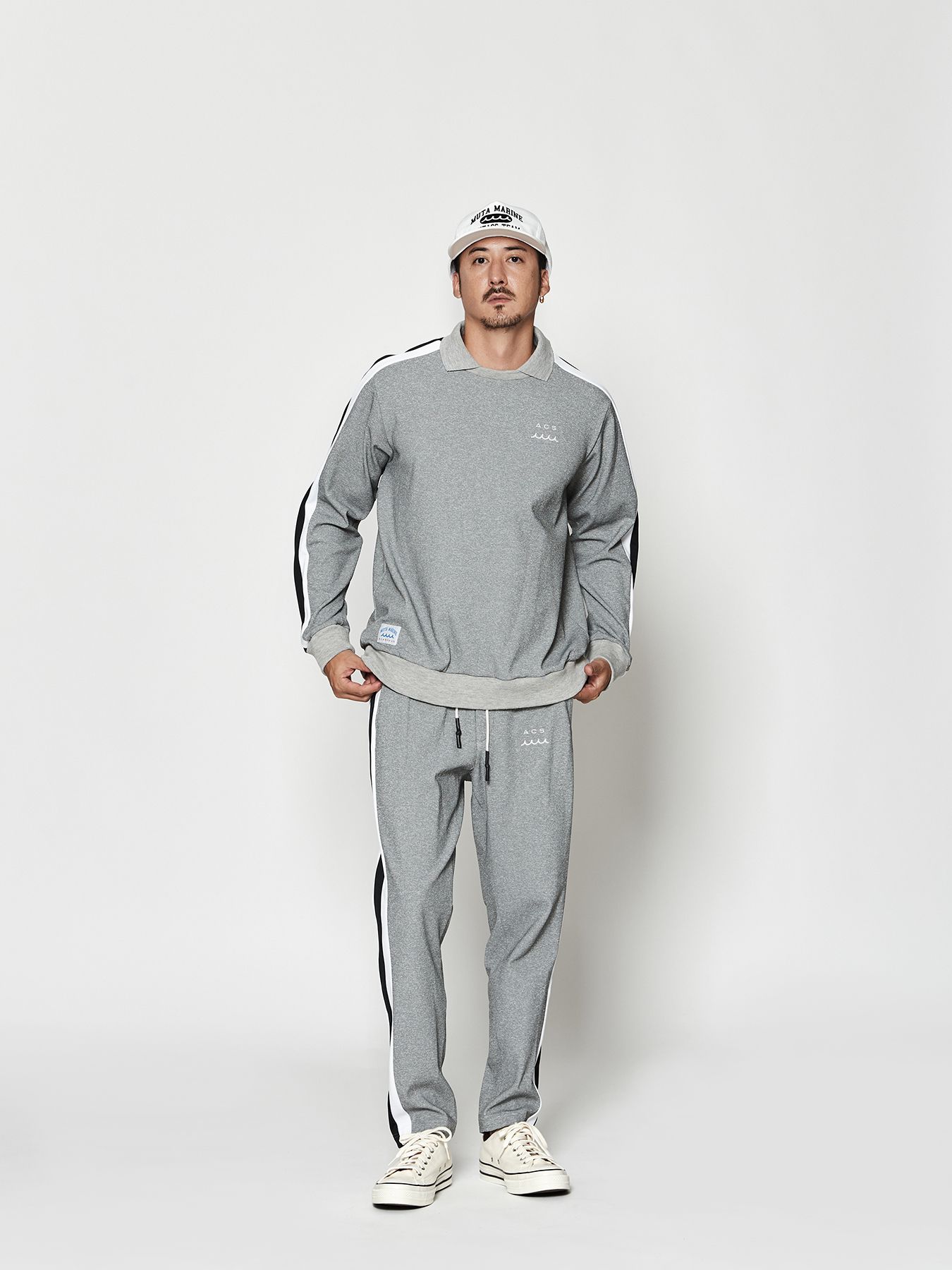 【予約品 10月9日(木) 締切】muta Polo Crewneck / 衿付スウェット / グレー【Acanthus × muta MARINE】