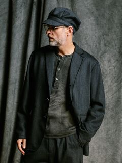 【予約品 4月19日(日) 18時締切】venetian stripe single jacket / ヴェネツィアン ストライプ シングルジャケット / チャコール