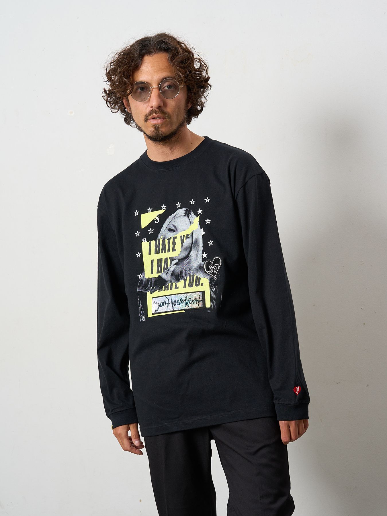 【予約品 5月8日(木) AM10時 締切】 5.6ozコットン天竺 I HATE YOU シークインLS Tシャツ / ブラック