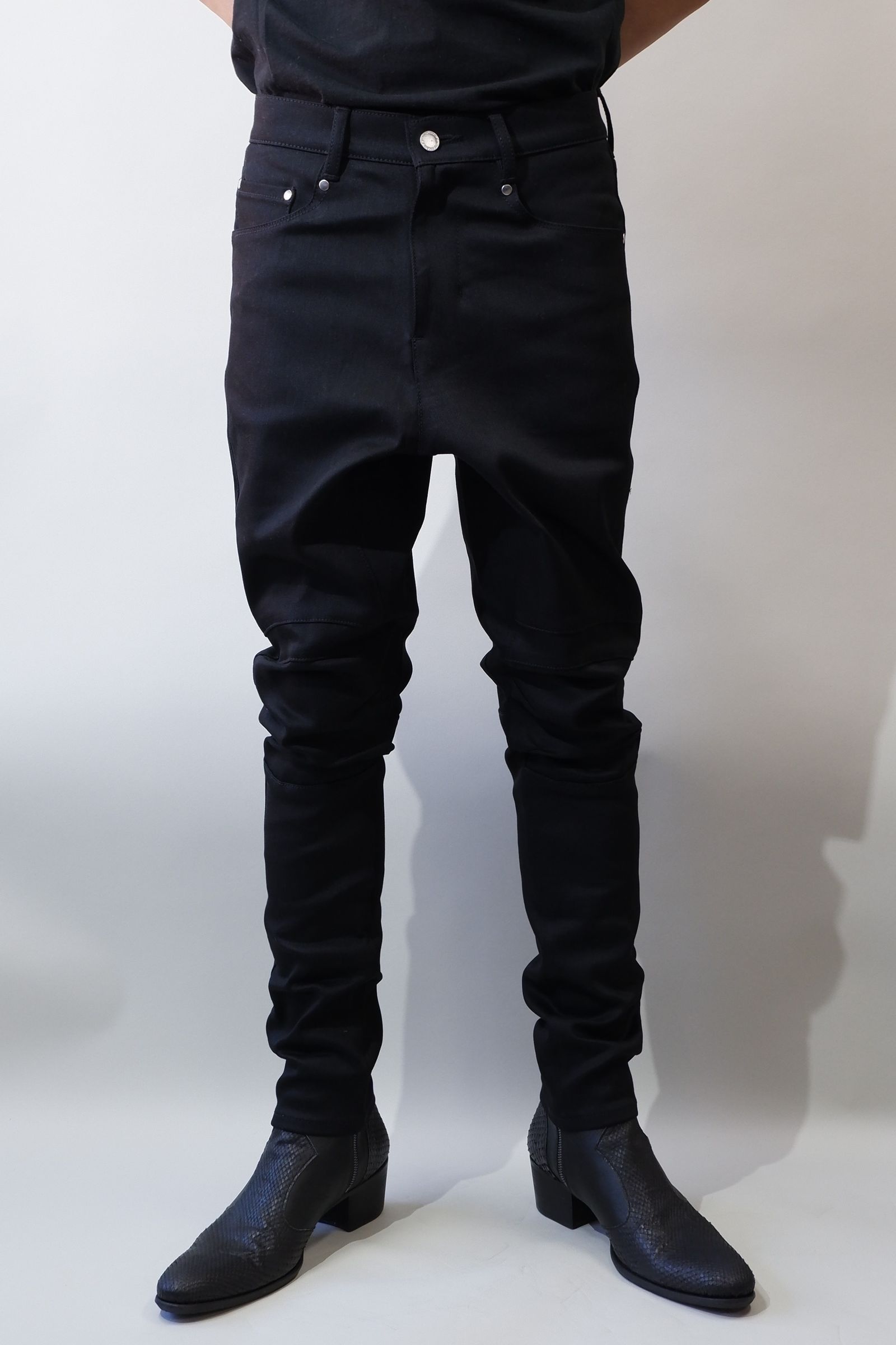 Supima High Power Stretch Denim Semi Sarouelセミサルエル Pants / BLACK 【ys Yuji SUGENO】
