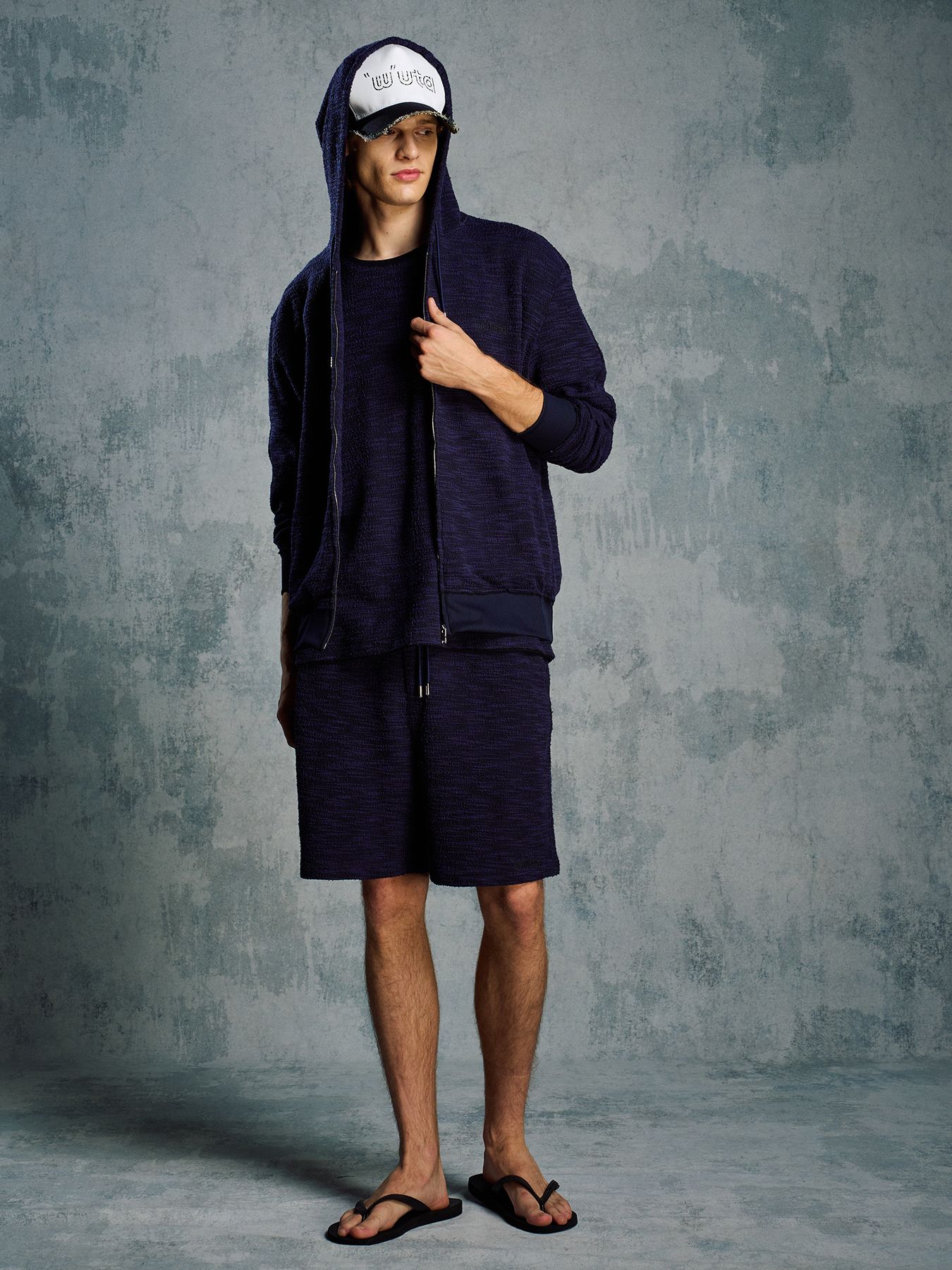 【予約品 1月25日(日) 締切】muta × wjk collection：knit jacquard relax S/S / ニットジャガード リラックスショートスリーブ / ネイビー