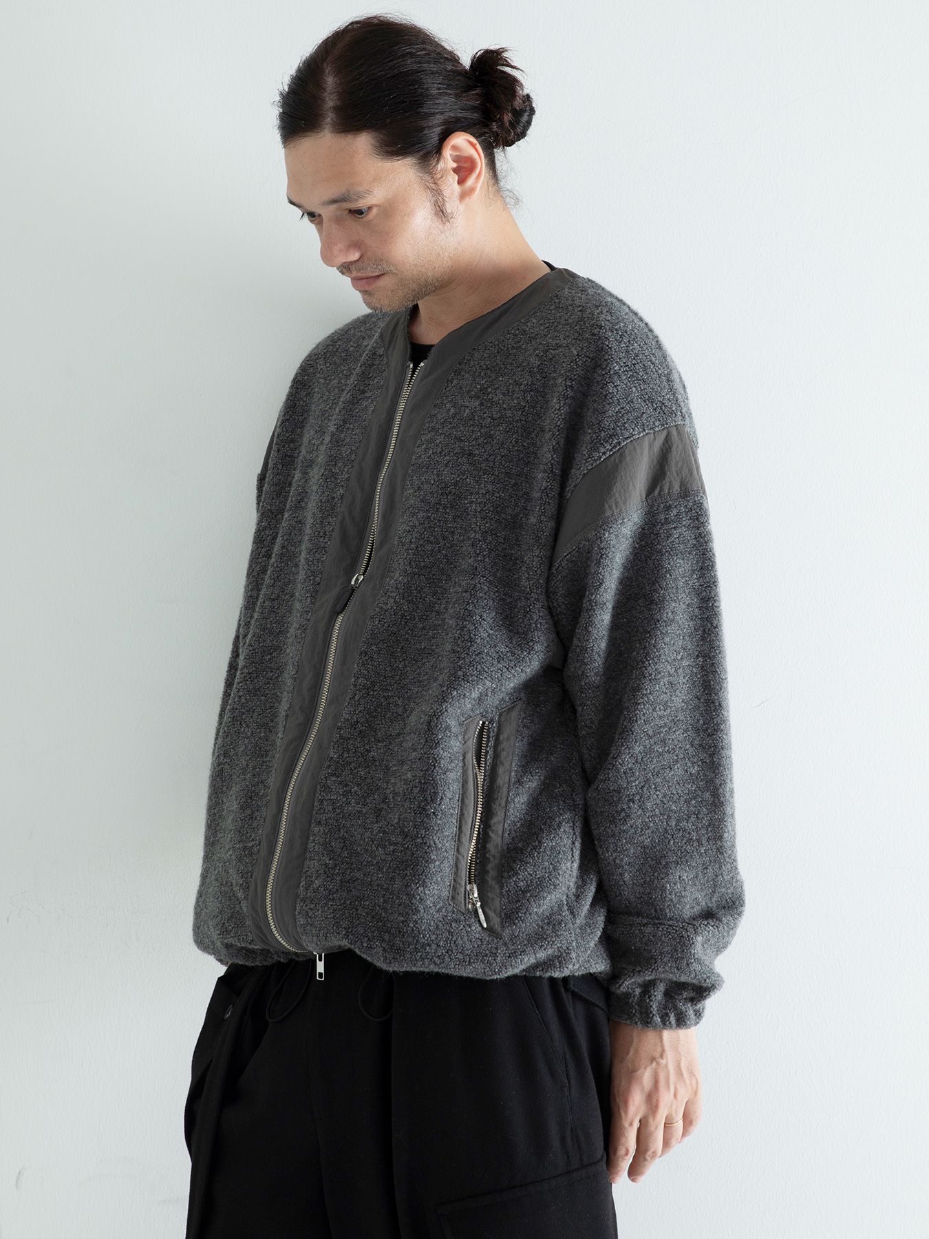 【予約品 】BOALITE / ウール ジップアップ ブルゾン / 杢グレー