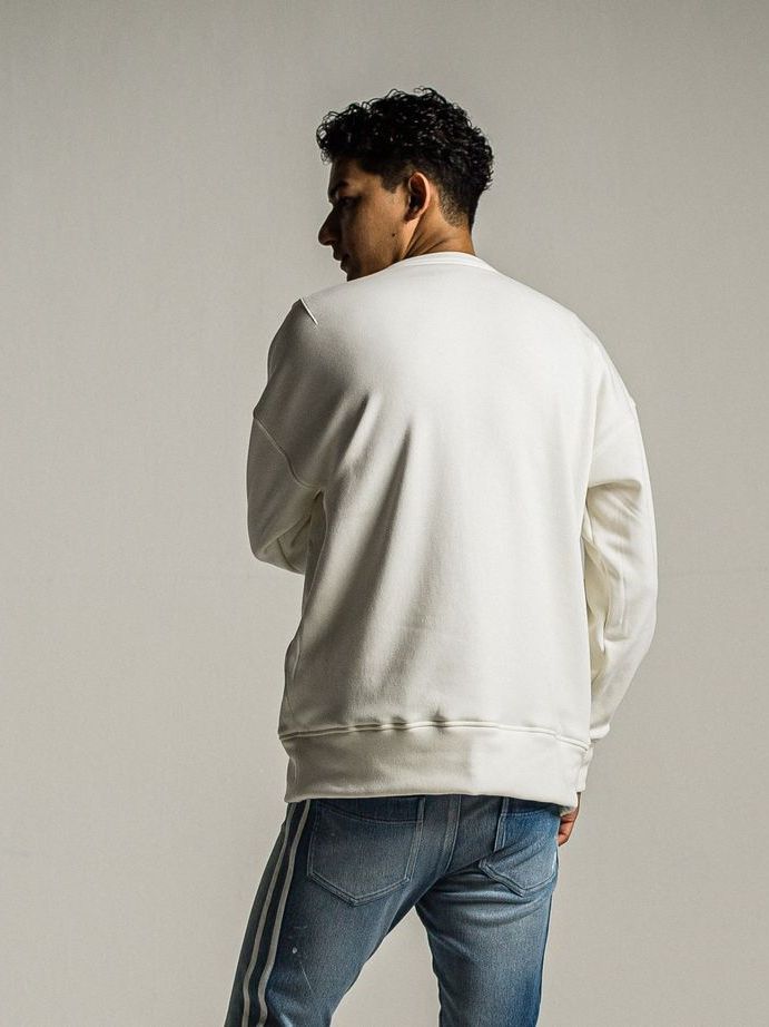 《予約9月1日18時締め》 RC chenille velours fleece drop trainer  / ルーズトレーナー / ホワイト