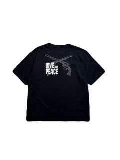 【予約品 3月9日(月) 18:00 締切】ORG/CO S/TEE LAP/GUN / クロスガン LOVE and PEACE オーガニックコットン Tシャツ / ブラック