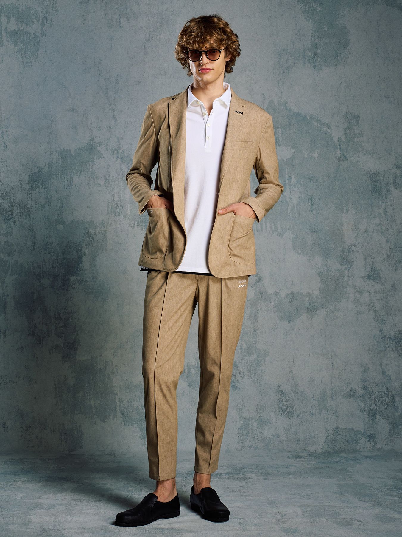 【予約品 1月25日(日) 締切】muta × wjk collection：cut-off polo S/S (printed) / カットオフ ポロ ショートスリーブ / ホワイト