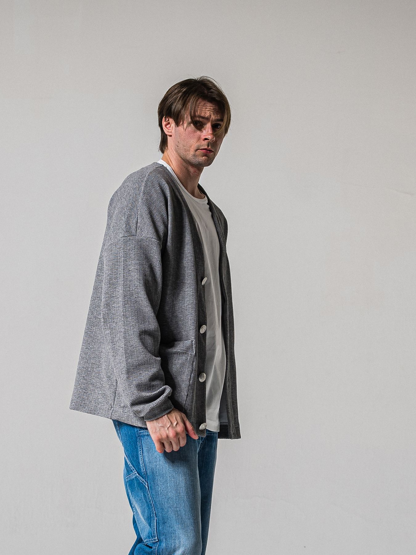 【予約品 11月16日(日) 締切】BLISTER KNIT C/D / ブリスターニットカーディガン  / グレー