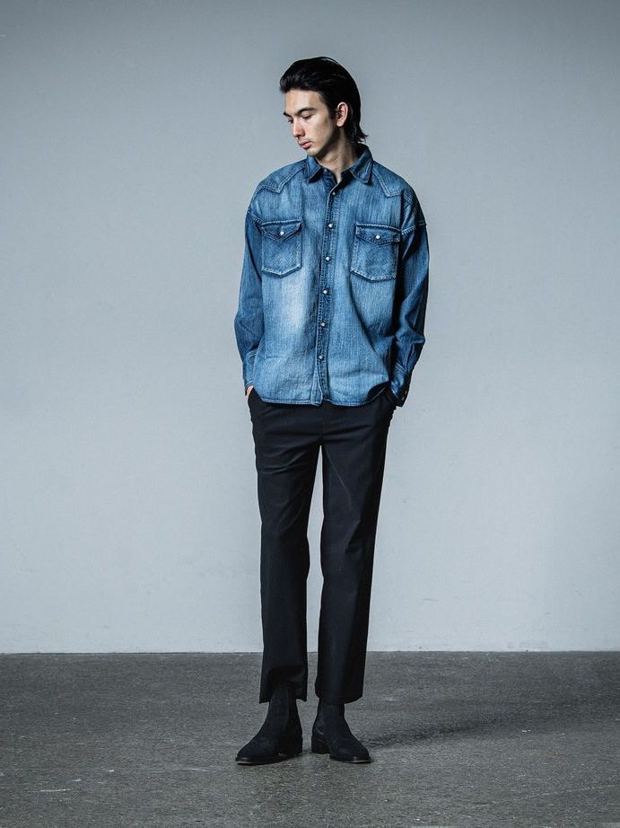 《予約品》 JAMES OVER DUNGAREE SHIRT  / オーバーウエスタンシャツ / インディゴユーズド