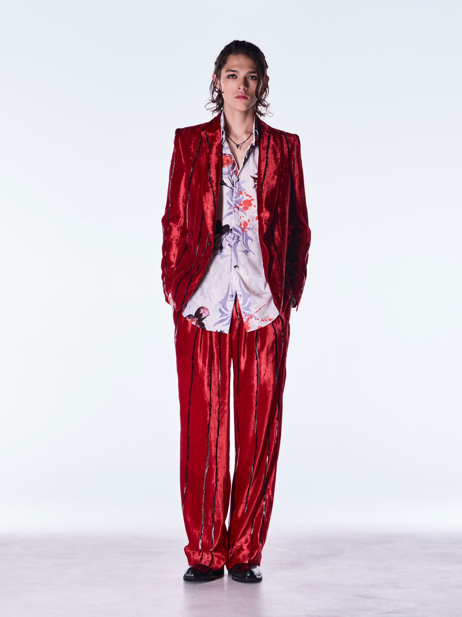 【予約品 6月29日(月) 締切】TOGE Velvet Wide Slacks / ベルベット ワイドスラックス / レッド