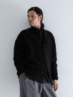 【予約品 】WOOLSNAP / ウールパイル カーディガン / ブラック