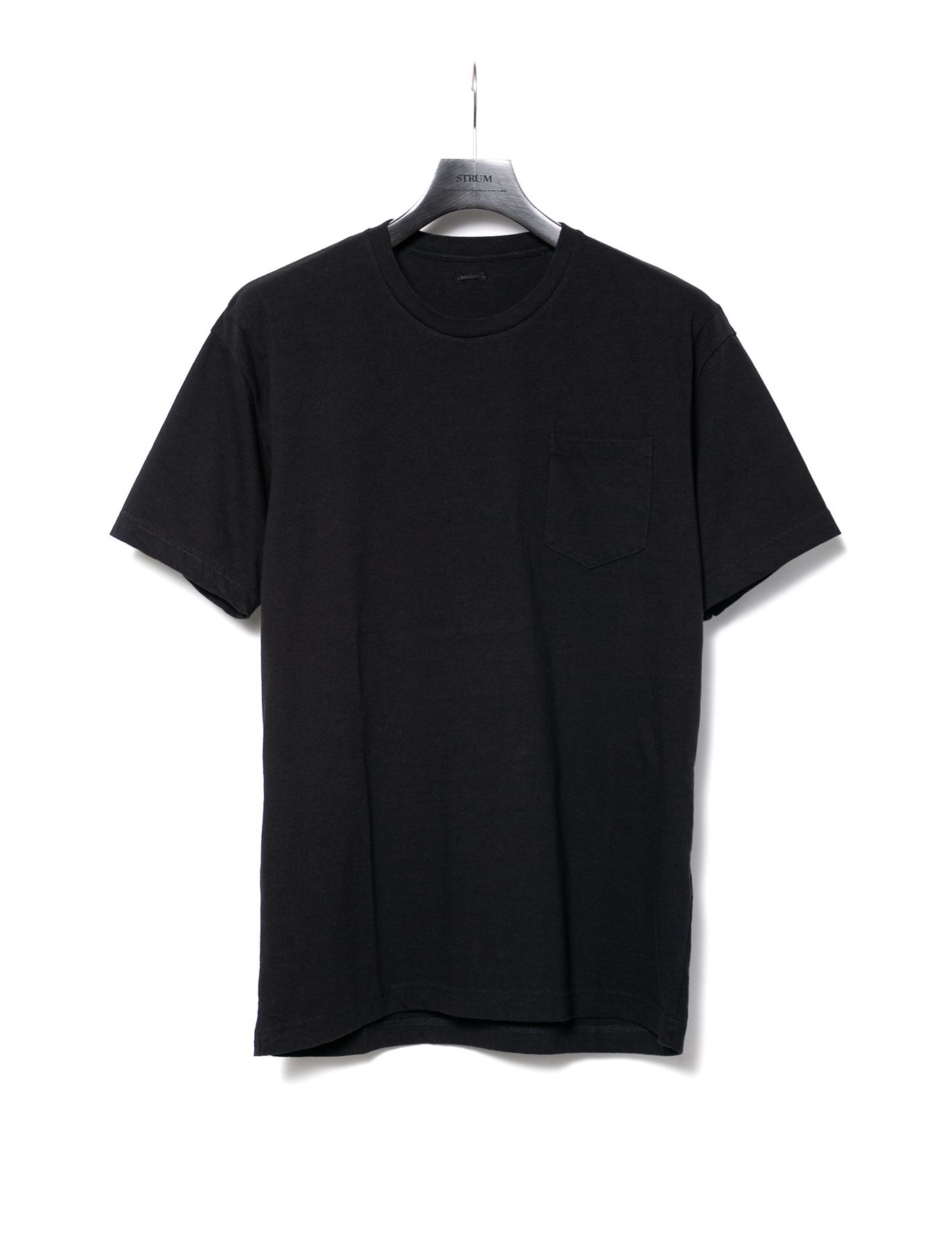 【予約品 10月12日(日) 締切】Natural Soft Cotton Chest Pocket Crew Neck T-shirt / 30/-ナチュラルソフト天竺 胸ポケット クルーネック Tシャツ / ブラック