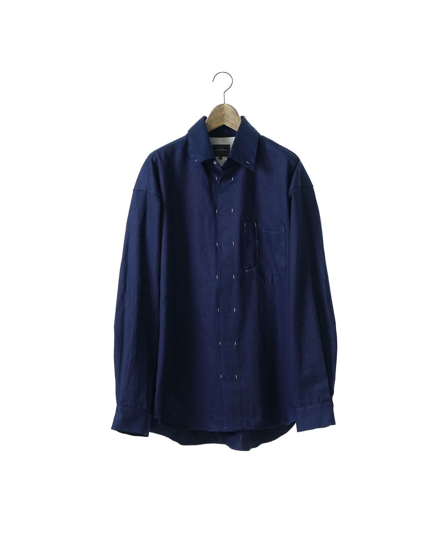 【予約品10月20日(日）締め】 SOSIR / シャツ / ダークインディゴ．アイボリー×ネイビー