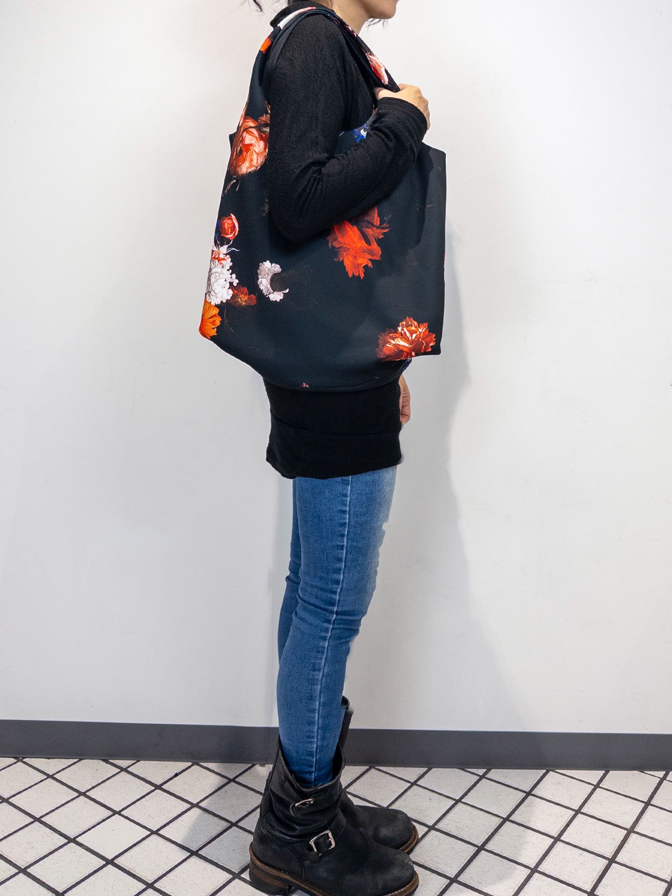 【予約品 4月26日(日) 締切】Shoulder Tote Bag / ショルダートートバッグ / ブラックフローラ