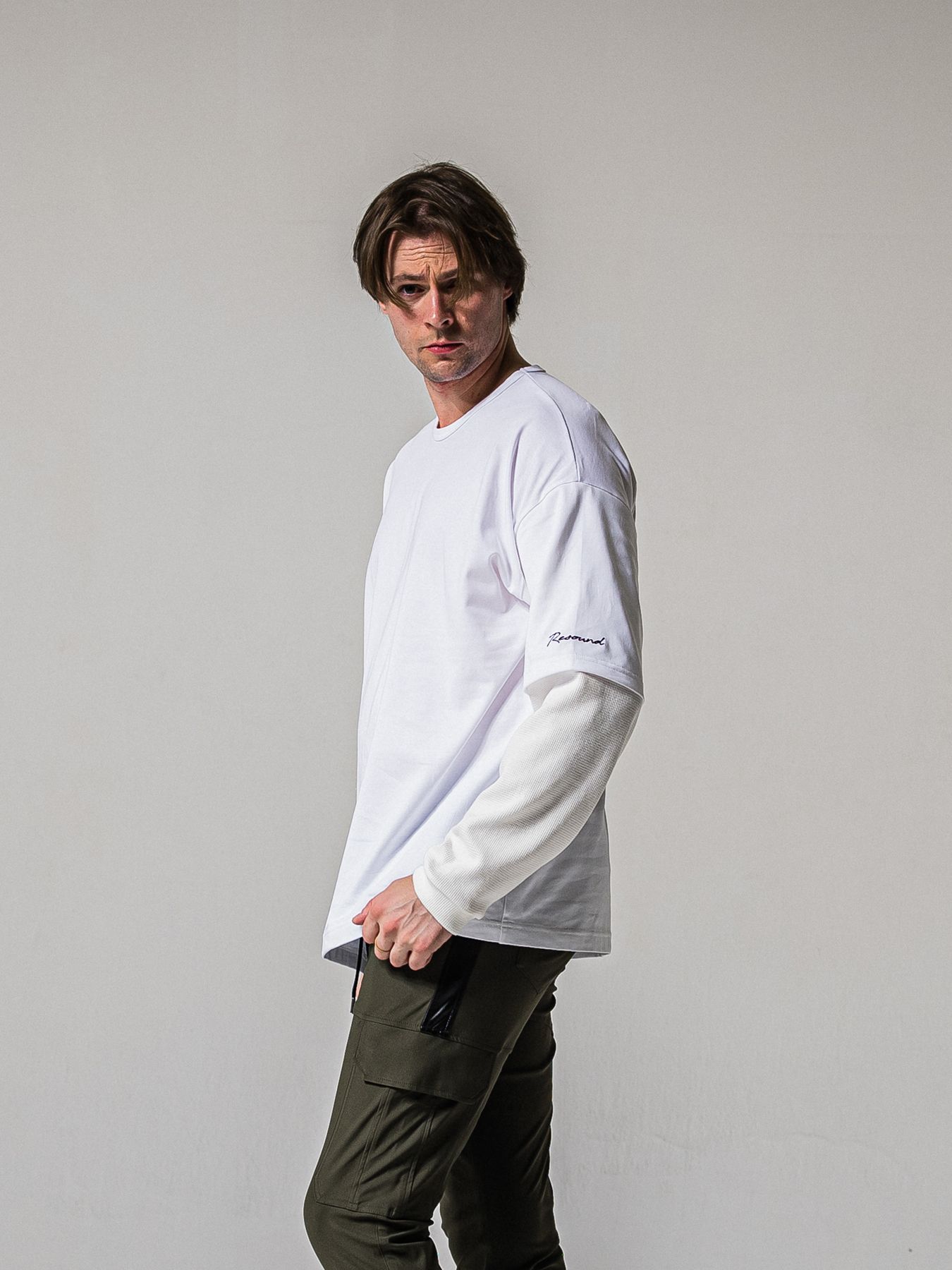 【予約品 11月16日(日) 締切】FAKE LAYERED WAFFLE LONGSLEEVE / フェイクレイヤード ワッフル ロングスリーブTシャツ / ブラック