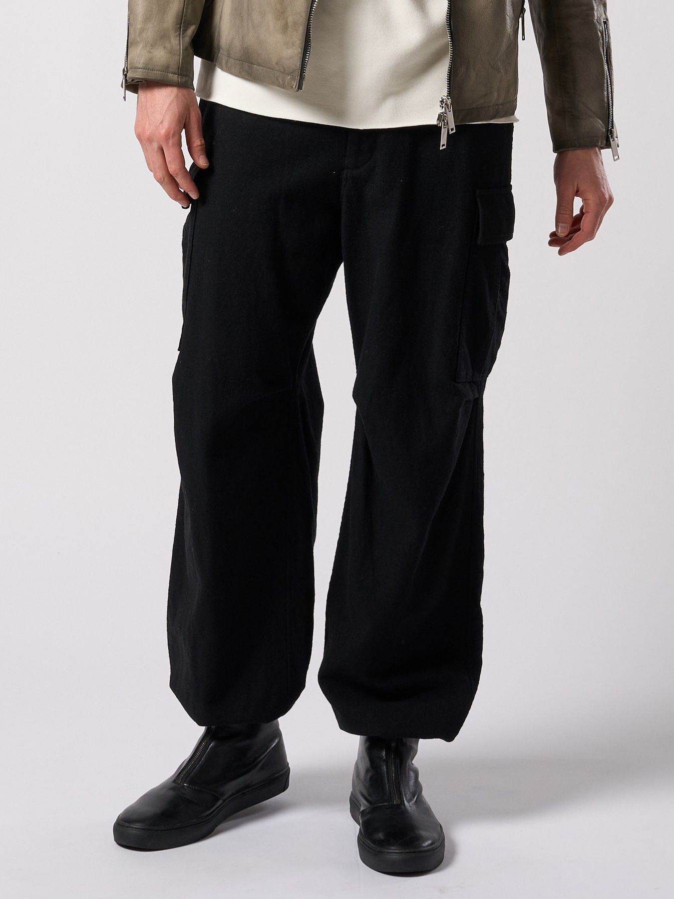 【予約品 4月19日(日) 18時締切】natural blend wool easy cargo / ナチュラルブレンドウール イージーカーゴパンツ / ブラック