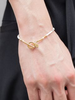 《予約品》 BEADS BRACELET / ブレスレット / ホワイト・ゴールド 【Iroquois.SENTI】