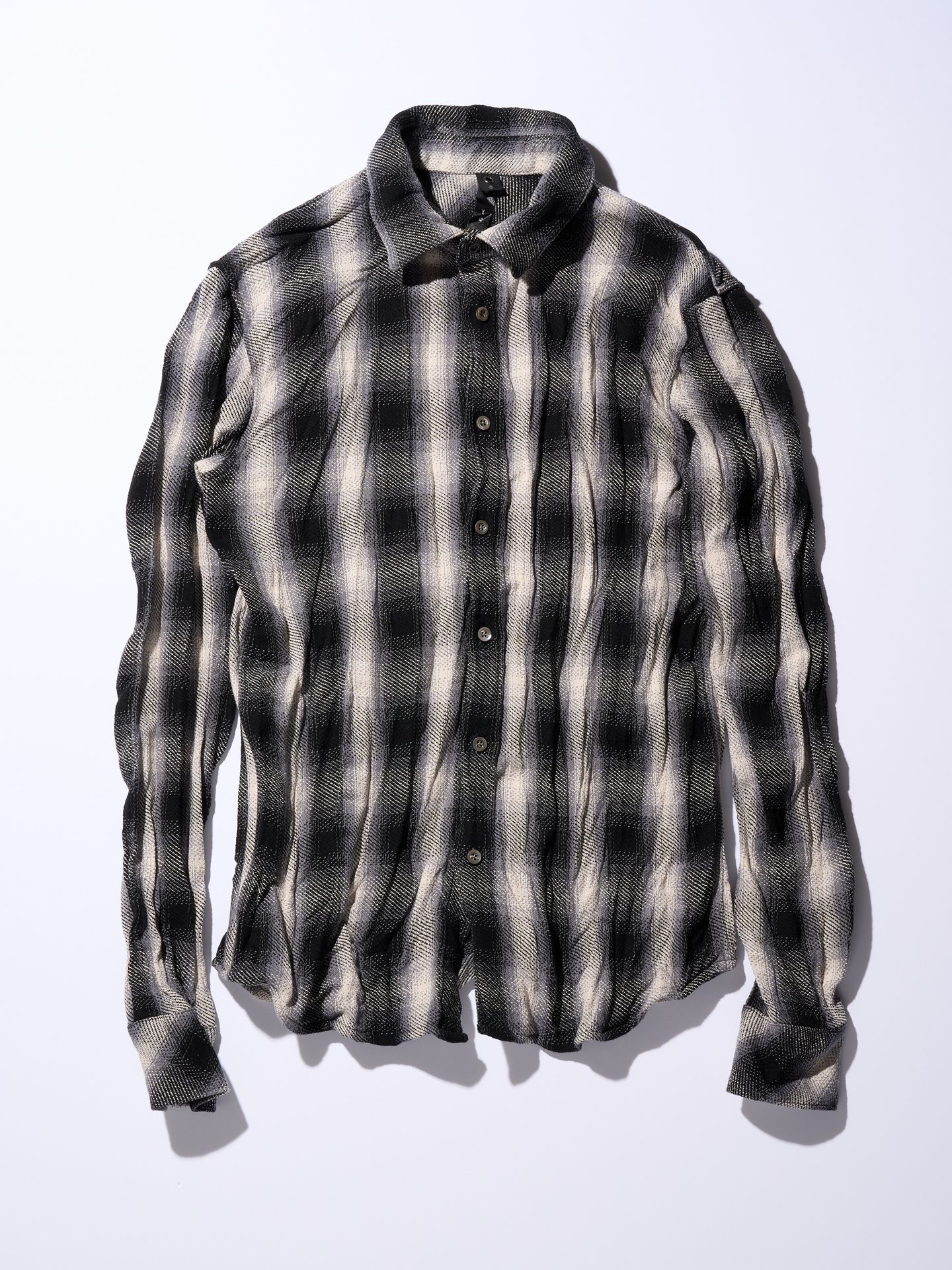 【予約品】 twist wrinkle check / シャツ / ブラック