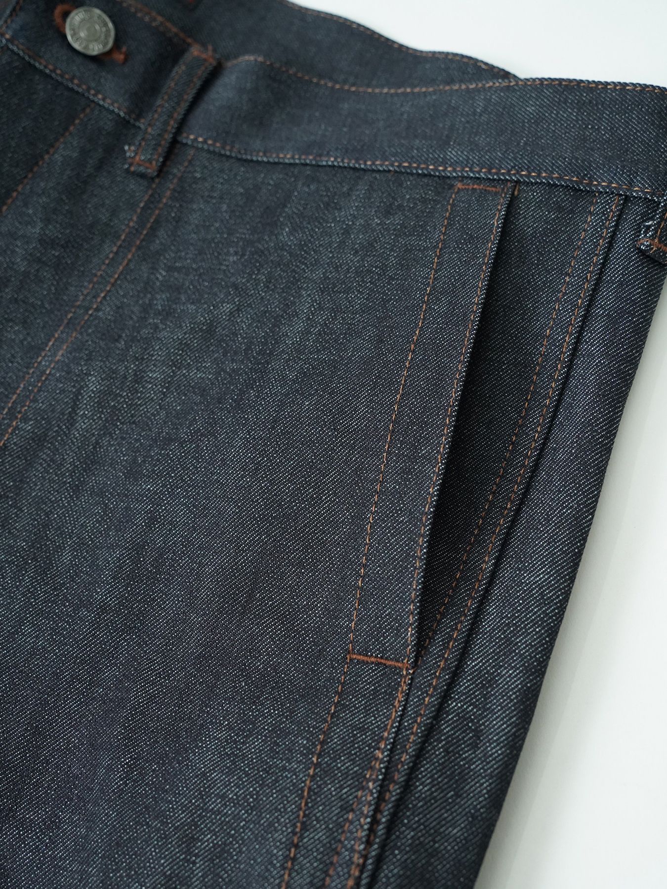 【予約品 5月6日(水) 締切】USN-DENIMTROUSERS / デニムミリタリーパンツ / インディゴ × 金茶ステッチ