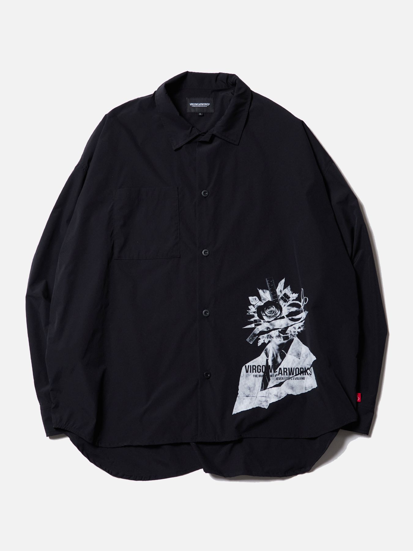 COLLISION SHIRT / プリント ワイドシルエットシャツ / BLACK