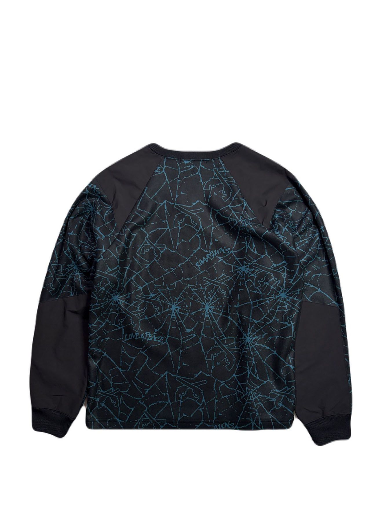 【予約品 3月9日(月) 18:00 締切】SPIDER PRINT T / スパイダープリント フリース ロンT / ブラック×ブルー