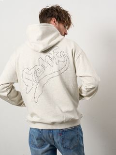 【予約品 10月16日(木) 締切】 ヘビーウエイト裏毛パイル メタルスタッズウェービーロゴ プルパーカー  / オーツ