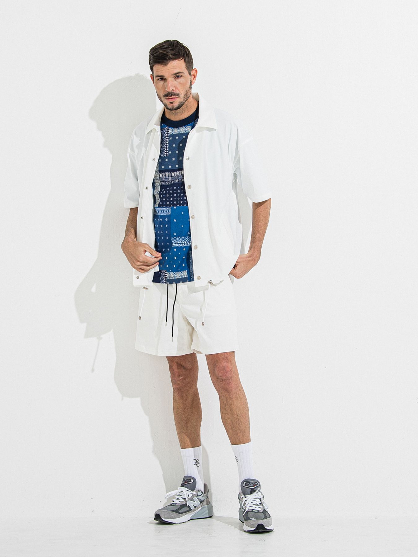 【予約品 】NYLON HALF COACH JACKET / ナイロンハーフコーチジャケット / ホワイト